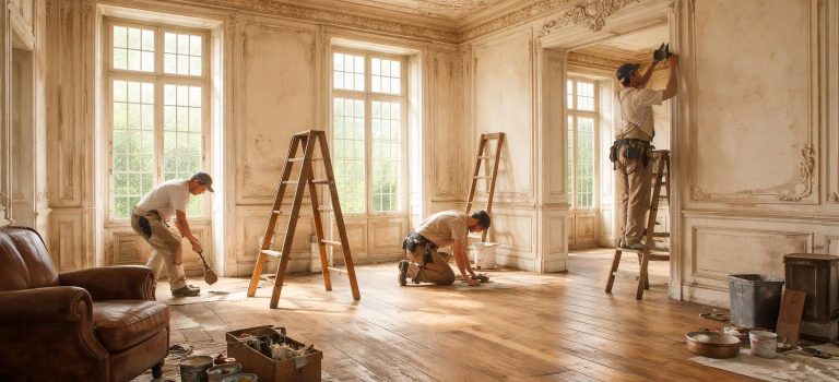 découvrez comment restaurer une maison de famille en préservant son charme d'antan grâce à la rénovation de son plancher ancien et de ses moulures décoratives authentiques.